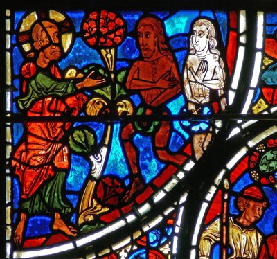 (détail) la parabole du Bon Samaritain : Dieu confronte Adam et Ève - French School