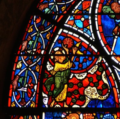 (détail) la parabole du Bon Samaritain : Dieu crée le soleil, la lune et les étoiles - French School
