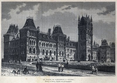 Découverte du Canada : Le Palais du Parlement à Ottawa. Dessin de Deroy d