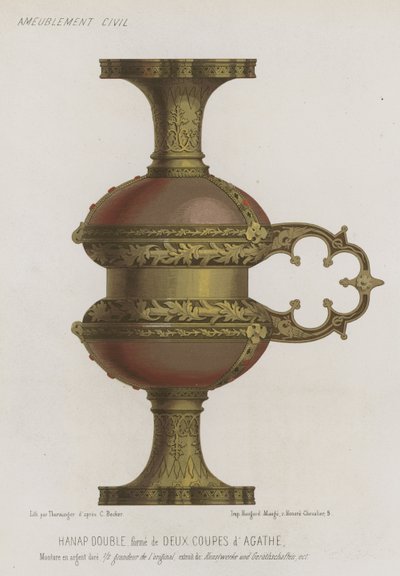 Double gobelet formé de deux coupes en agate - French School