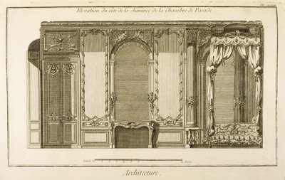 Élévation de la section de la cheminée de la Chambre de Parade, dans l