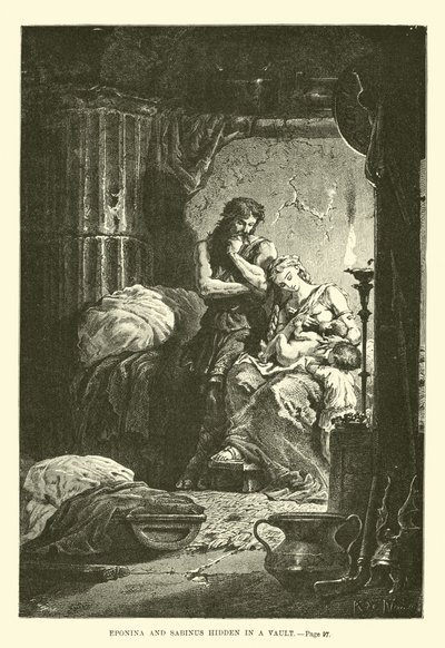 Eponina et Sabinus cachés dans une voûte - French School