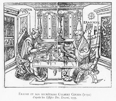 Érasme et son secrétaire Gilbert Cousin - French School