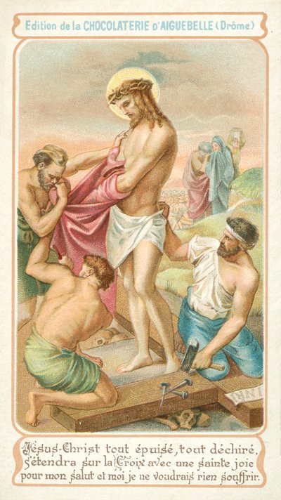 Épuisé, Jésus se prépare à être cloué sur la croix - French School