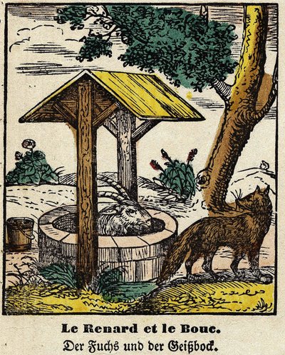 Fables de La Fontaine : le renard et le bouc. Image d