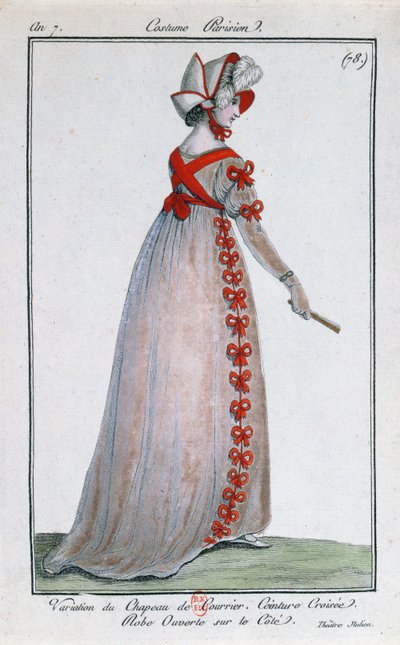 Dessin de mode pour une robe parisienne, vers 1799 - French School