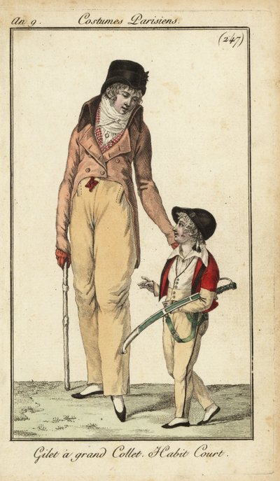 Gentleman à la mode ou Incroyable avec gourdin, Paris - French School