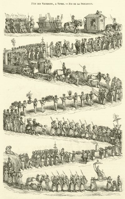 Fete des Vignerons, a Vevey, Fin de la Procession (engraving) - French School
