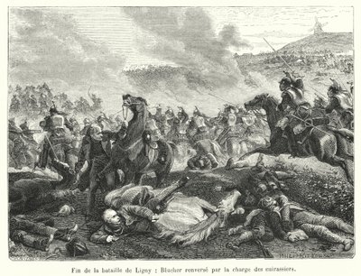 Fin de la bataille de Ligny, Blücher renversé par la charge des cuirassiers - French School