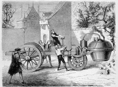 Première voiture à vapeur (le fardier) essayée par l