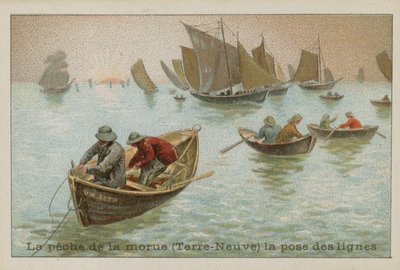Pêche de la morue à Terre-Neuve - pose des lignes - French School