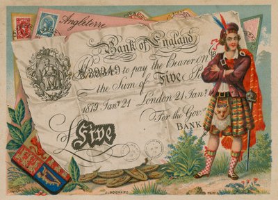 Billet de cinq livres - French School