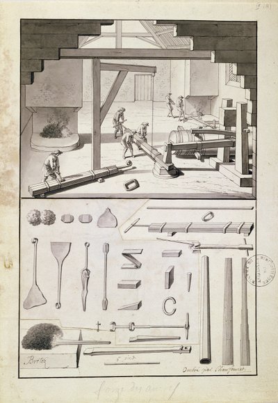 Fonderie, dessin pour la Description des Arts et Métiers, par L. Simonneau, qui a inspiré Diderot pour l