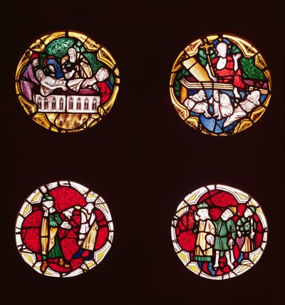 Quatre vitraux représentant des scènes de la Vie du Christ, de la Chapelle du Rosaire - French School