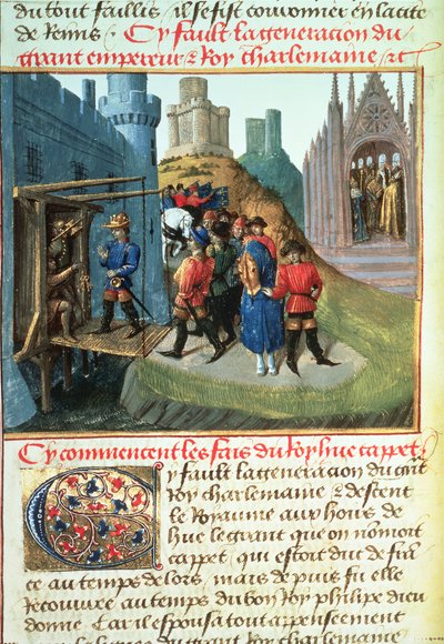 Hugues Capet, duc de France et évêque Asselin - French School