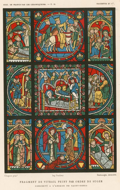 Fragment de vitrail peint par ordre de Suger - French School