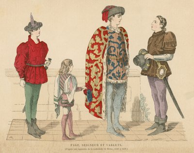 Seigneur français et serviteurs, milieu XVe siècle - French School