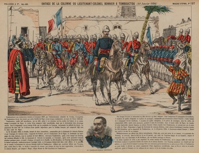 Troupes françaises commandées par le lieutenant-colonel Eugène Bonnier entrant à Tombouctou - French School