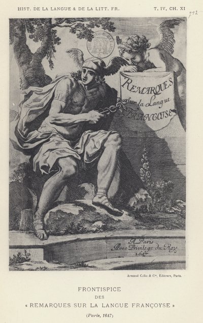 Frontispice des Remarques sur la langue francoyse, Paris - French School
