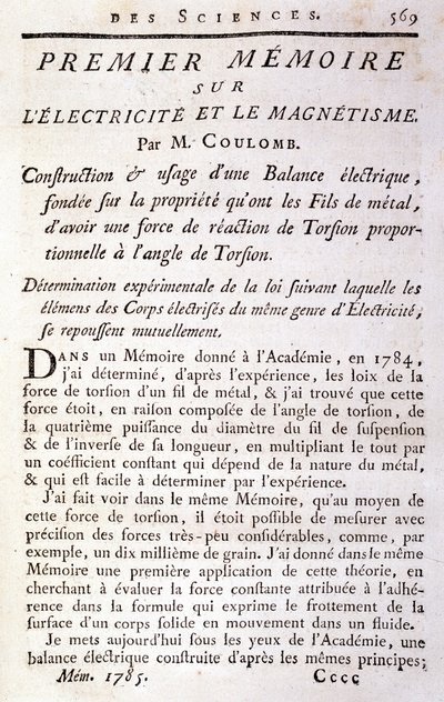 Frontispice du livre "Premier mémoire sur l