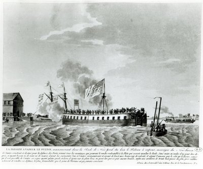 Navire de guerre à vapeur de Fulton, Fulton le Premier, conçu et construit par Robert Fulton pour la défense de New York pendant la guerre de 1812 - French School