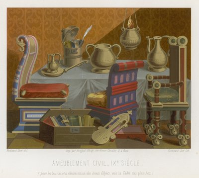 Mobilier et objets du 9ème siècle - French School