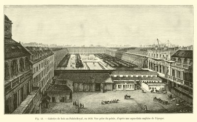 Galeries de bois au Palais-Royal, en 1828, vue prise du palais, d