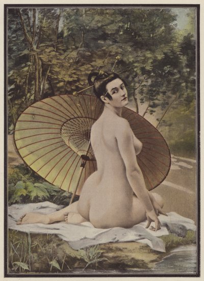 Geisha prenant un bain - French School
