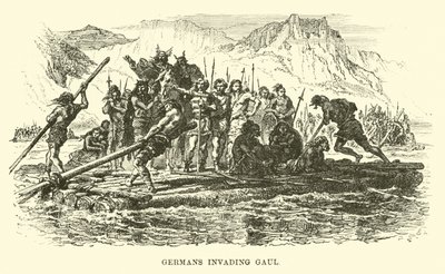 Les Germains envahissant la Gaule - French School