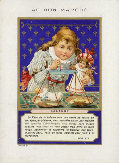 Fille jouant avec une balance - French School
