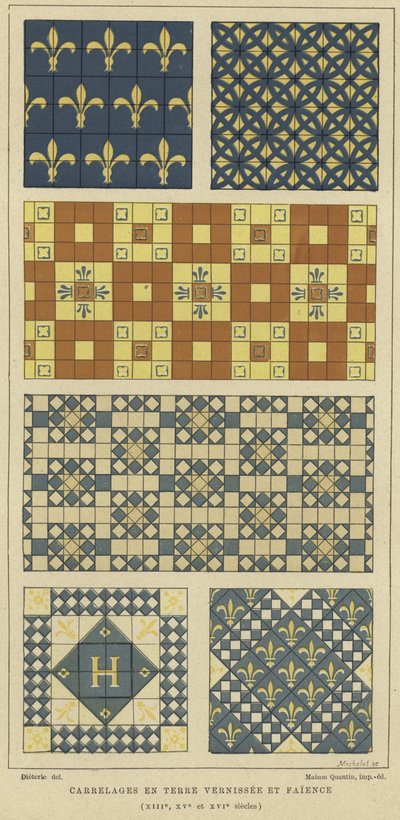 Carreaux en faïence et terre cuite émaillée, 13e, 15e et 16e siècle - French School