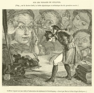 Gulliver expose sur une table a l