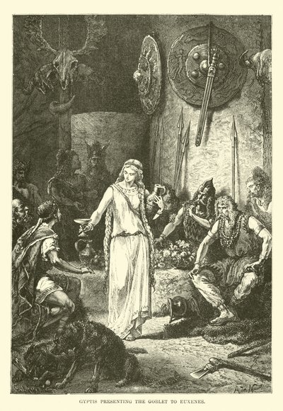 Gyptis présentant le gobelet à Euxènes - French School
