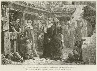 Halles De Paris Et Boutiques De Marchands Au Treizième Siècle - French School