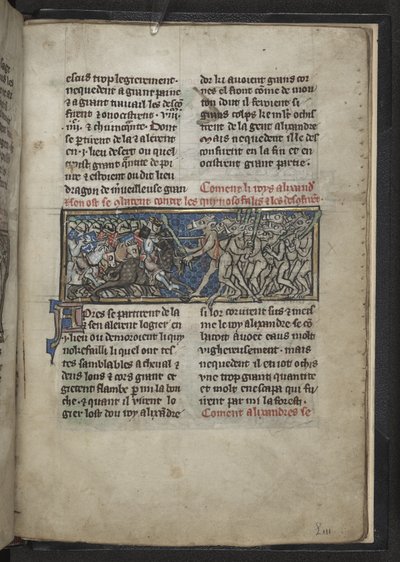 Alexandre combattant des hommes avec des têtes de chevaux, de 