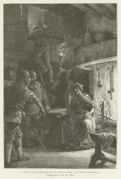 Il prit une bougie et monta la petite échelle - French School