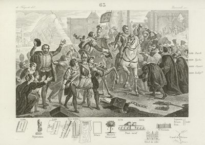 Henri IV de France entrant à Paris accompagné du comte de Brissac, gouverneur de la ville, 22 mars 1594 - French School