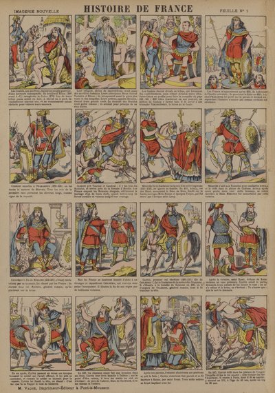 Histoire de France du temps des Gaulois au règne de Clovis (lithographie couleur) - French School
