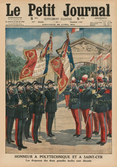 Honneur à Polytechnique et Saint-Cyr, illustration de couverture du Petit Journal, supplément illustré, 26 avril 1914 - French School