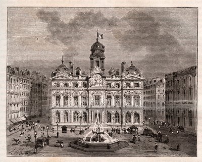 Hôtel de Ville de Lyon - gravure dans "La France illustrée : géographie, histoire, administration statistique" par V.A. Malt-Brown. 1884 - French School