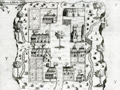 Île Ste. Croix, le premier établissement français en Acadie, 1604, tiré des Voyages de Samuel de Champlain - French School