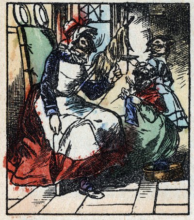 Illustration du conte « Raminagrobis et les souris » Gravure sur bois d