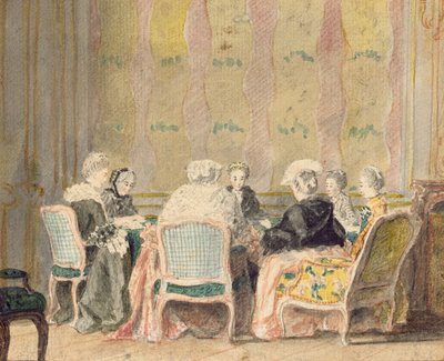 Intérieur avec des dames jouant aux cartes, 1770 - French School