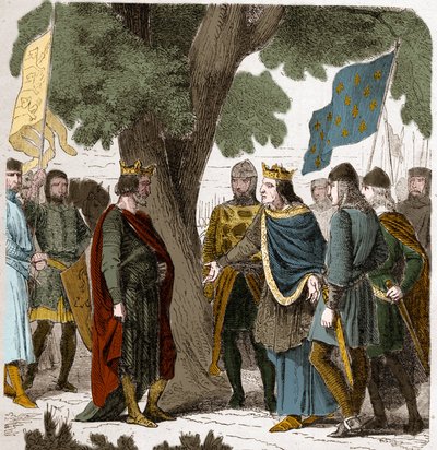Entrevue de Gisors en Haute-Normandie entre le roi Philippe Auguste et le roi Henri II Plantagenêt d