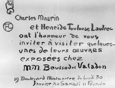 Invitation à une exposition des œuvres de Charles Maurin et Henri de Toulouse-Lautrec - French School
