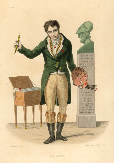 Jacques-Louis David (gravure en couleur) - French School