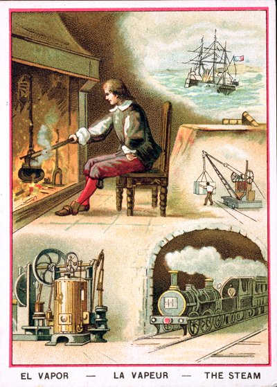 James Watt (1736-1819) et divers usages de la vapeur - French School