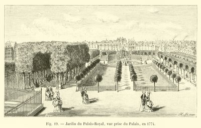Jardin du Palais-Royal, vue prise du Palais, en 1774 - French School