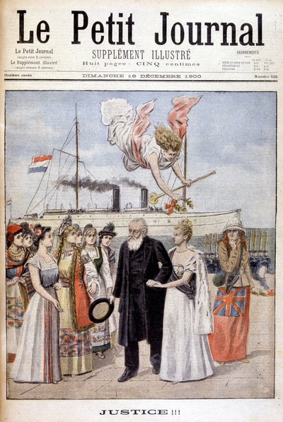 Justice ! : Le Président Kruger venant plaider la cause de son peuple en Hollande, auprès de la Reine Wilhelmine - dans « Le Petit Journal » du 16/12/1900 - French School