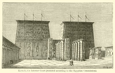 Karnak, la cour intérieure, restaurée selon la Commission égyptienne - French School